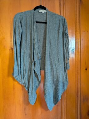 LOFT Gray Open-Front Draped Women's Cardigan Sweater